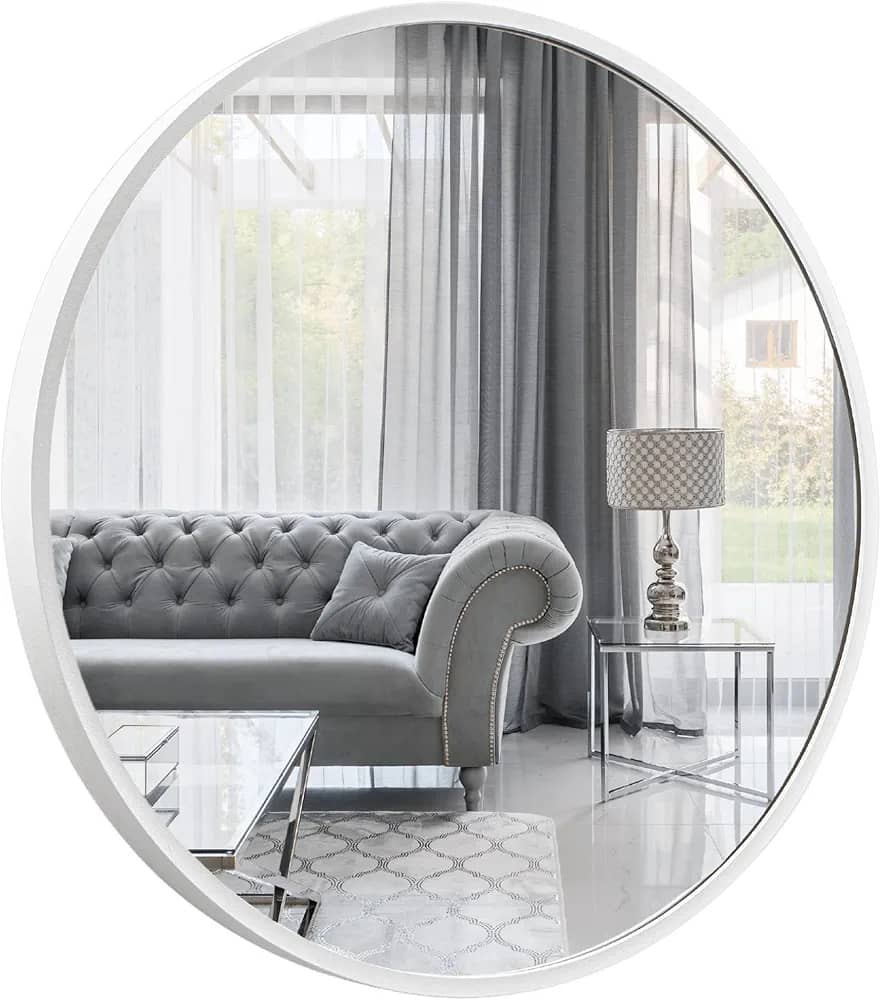 Miroir circulaire contour doré, noir ou blanc