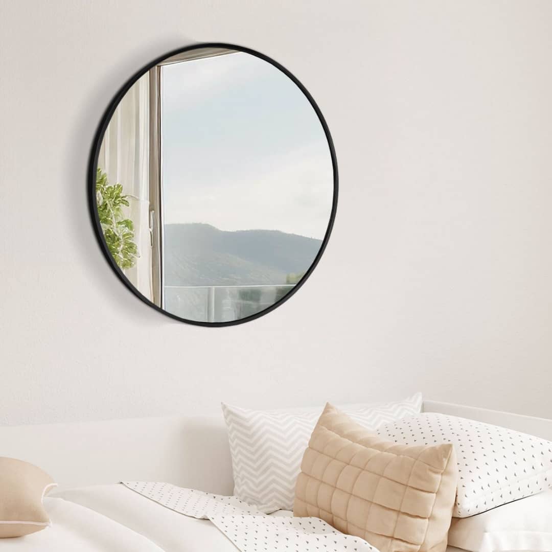 Miroir circulaire contour doré, noir ou blanc