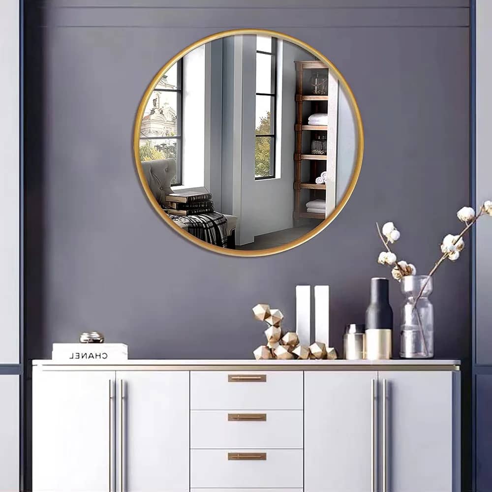 Miroir circulaire contour doré, noir ou blanc
