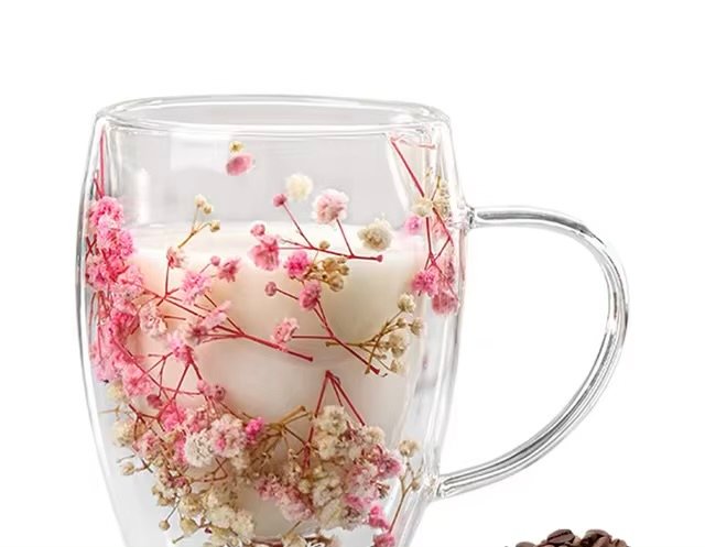 Tasse double paroi en verre résistant