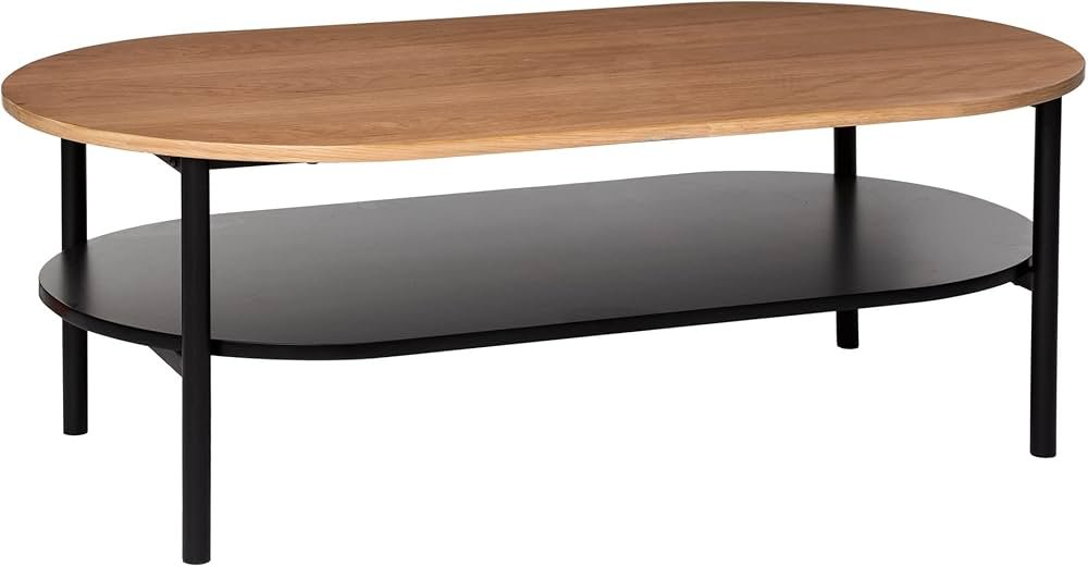 Table basse double plateau - Chêne & métal noir | 110x60 cm