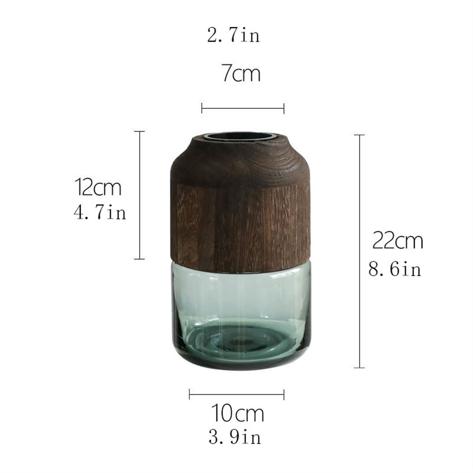 Vase en verre et bois
