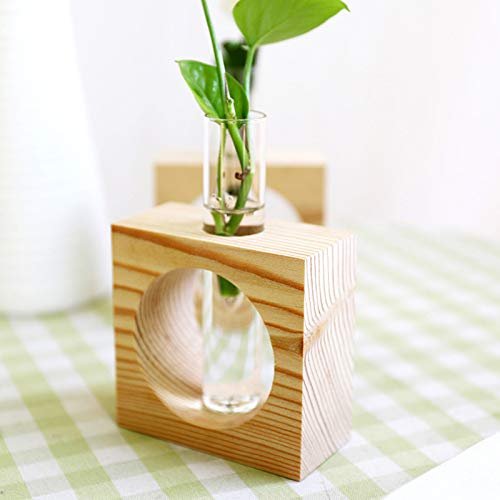 Vase en bois avec tube en verre