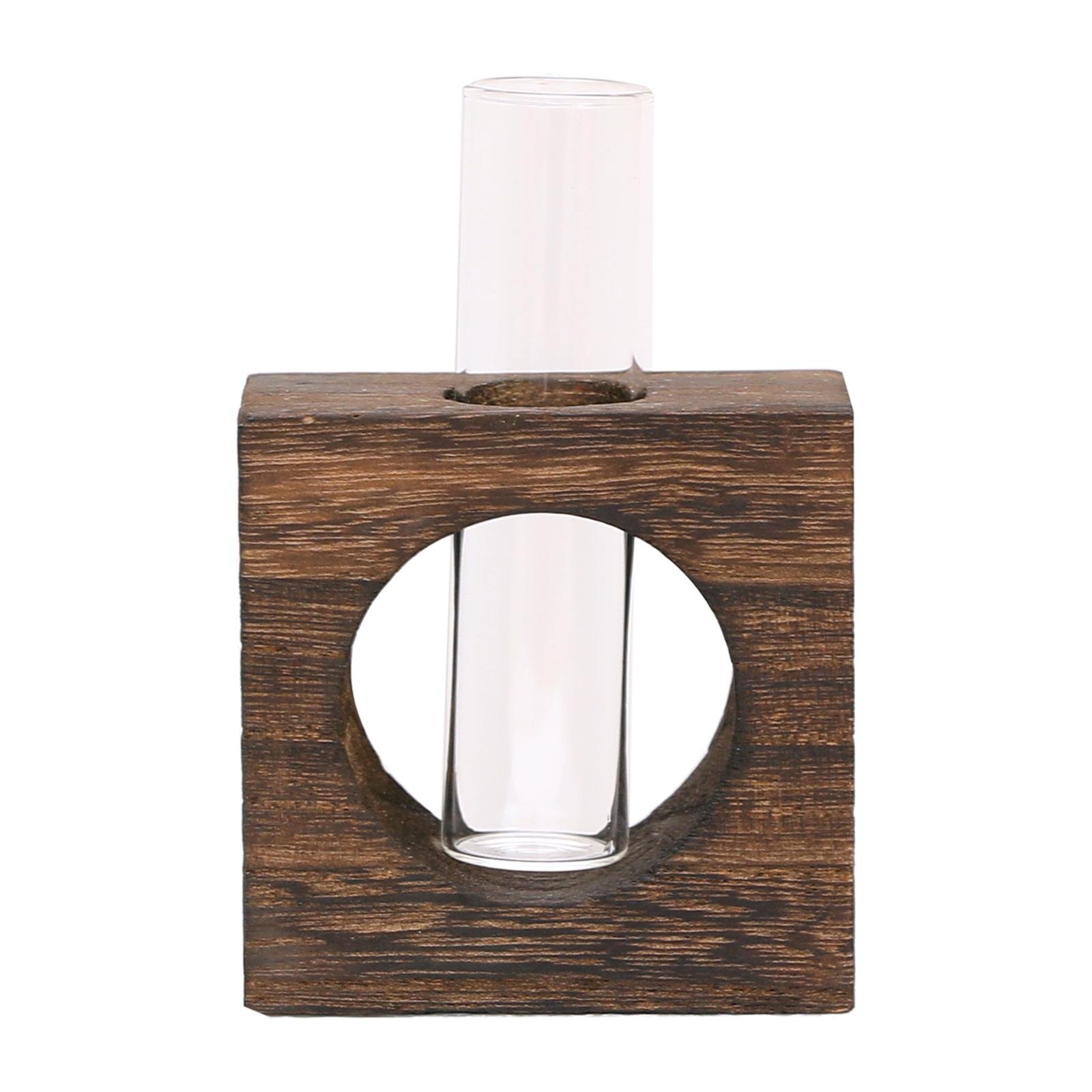 Vase en bois avec tube en verre